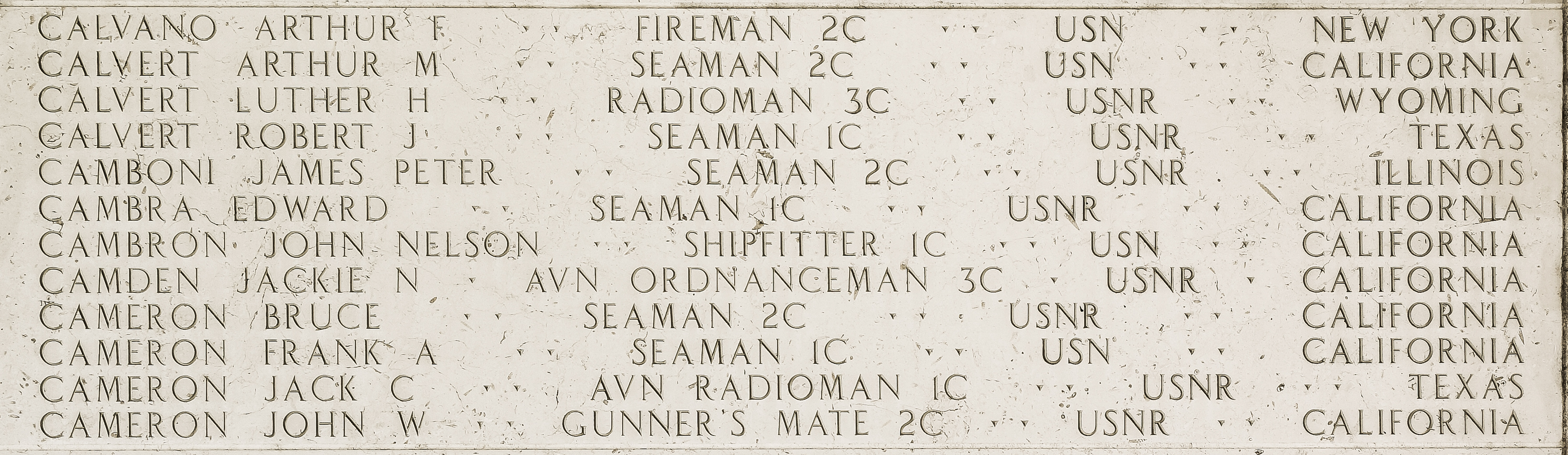 Arthur M. Calvert, Seaman Second Class